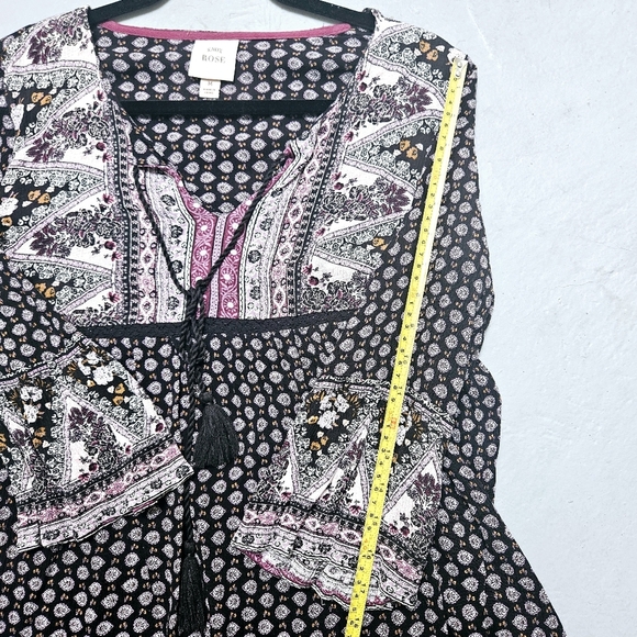 Knox Rose Paisley & Batic Print Flowy Quater Sleeve Midi sz M Tunic Dress - Picture 11 of 11